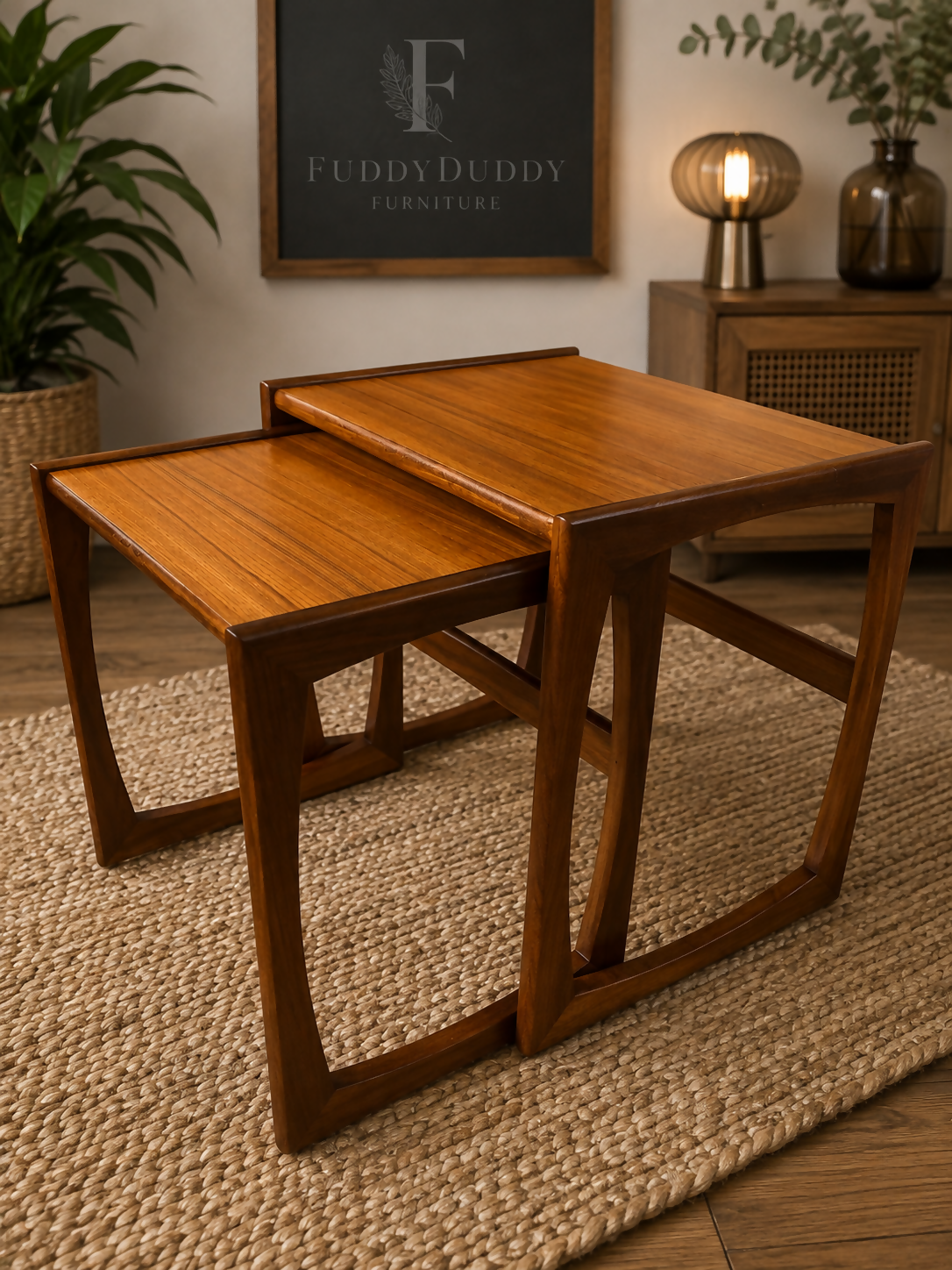 G Plan Quadrille – R. Bennett – restored teak – set of three