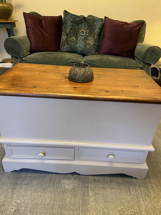 Vintage Painted Pine Chest, Blanket Box, Ottoman