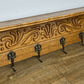 Coat Rack Vintage French Carved Oak Wall Mounted 6 Hooks Rack Hanger LOT 6366