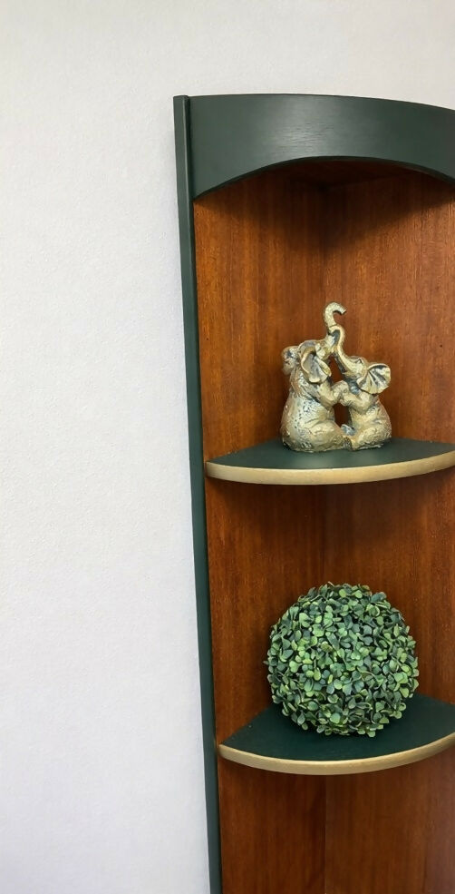 Mid century modern nathan corner unit,drinks cabinet in green and gold