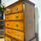 Vintage burr walnut veneered chest on stand0