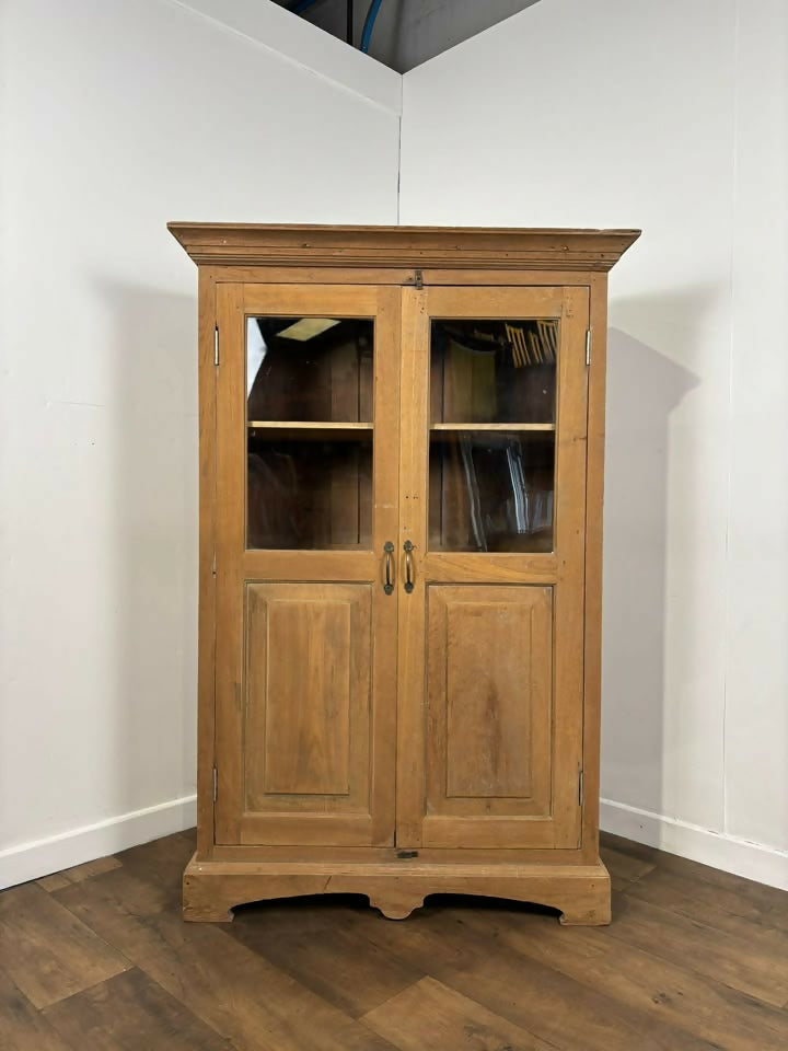 Vintage Indian Reclaimed Solid Wood Glazed Cupboard