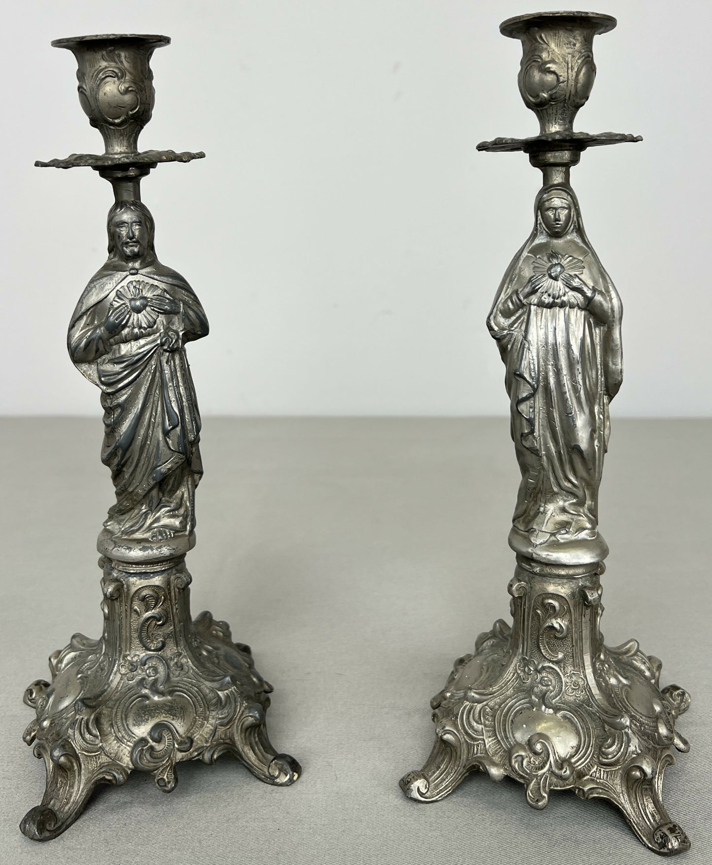 Pair of Candle Holders Vintage French Style Figural Design Candlesticks LOT 6471