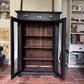 Antique Early 1900’s Mahogany Black Painted Display China Glazed Drinks Cabinet