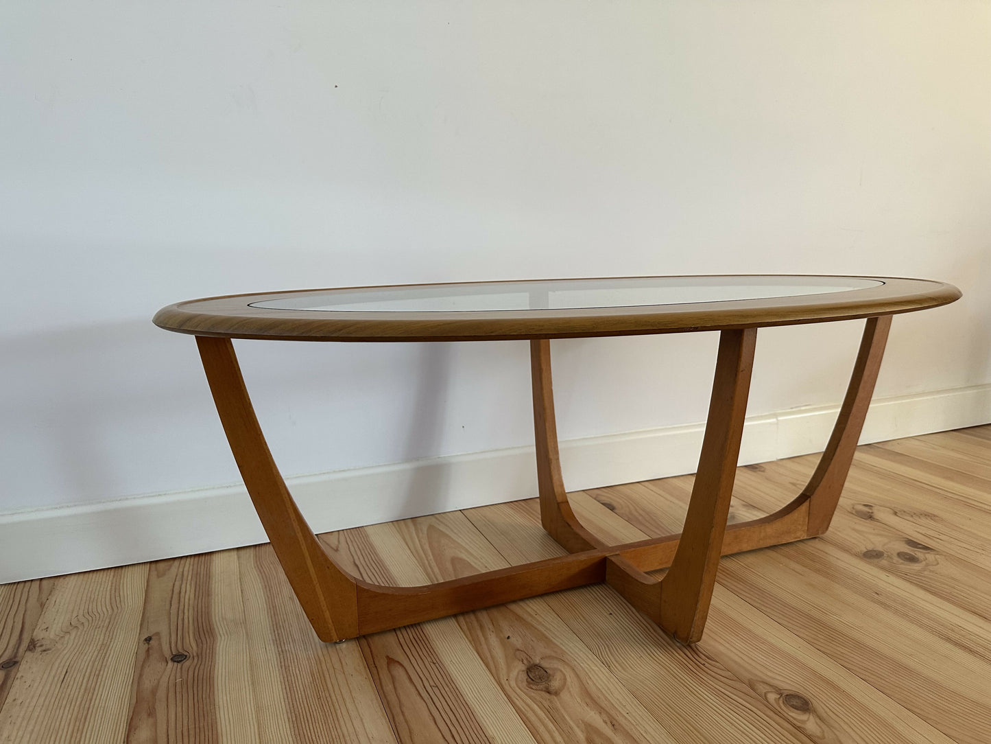 Mid Century Teak Coffee Table with Glass Top