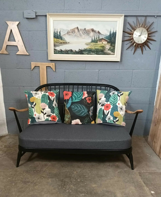 Ercol 203/2 sofa - black finish - fully refurbished