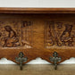 Coat Rack Vintage French Carved Oak Wall Mounted 6 Hooks Rack Hanger LOT 6205