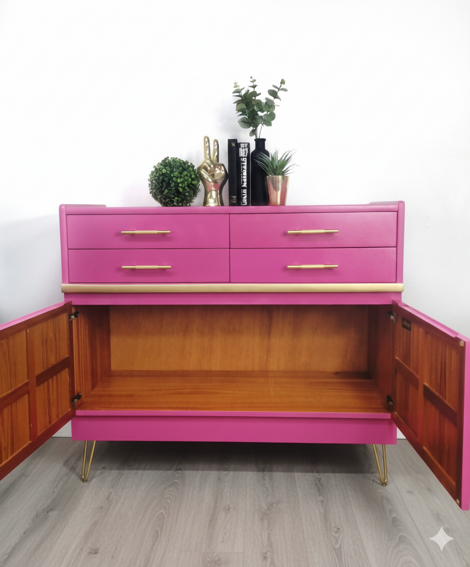 Nathan pink retro sideboard,media unit,cocktail cabinet