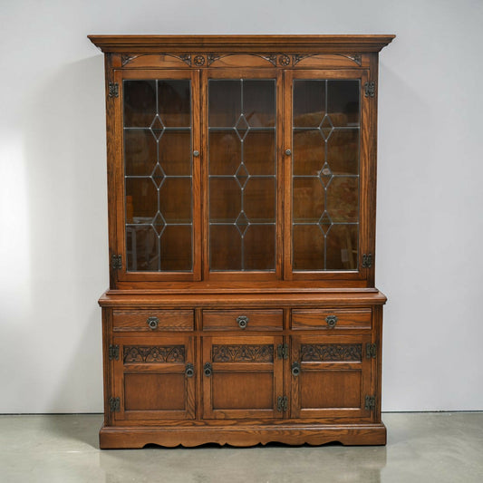 Old Charm Display Cabinet Sideboard Light Oak Finish Cupboard FREE UK Delivery