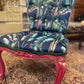 Bold statement accent chair. Pinks,blues and golds