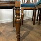 Set of Six Edwardian Carved Oak Dining Chairs –with Teal Upholstery
