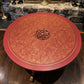 Mughal-Inspired Crimson Red & Gold Round Statement Eastern Coffee Table