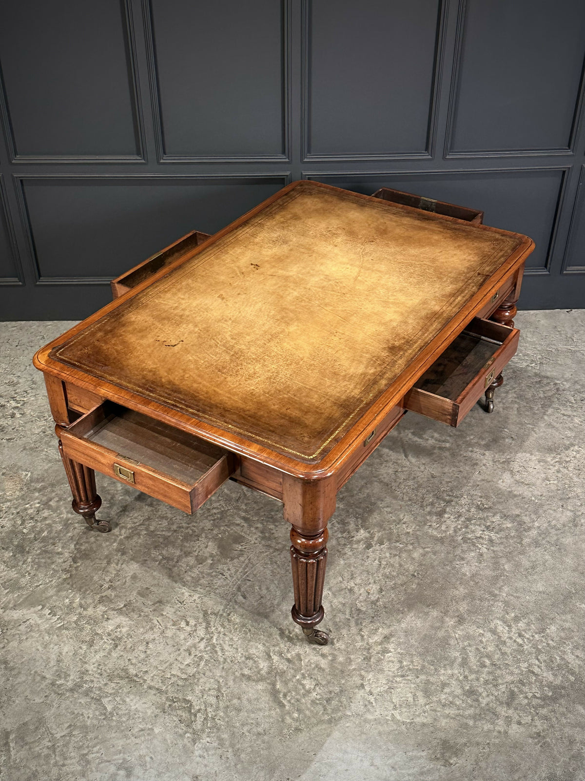 Large Victorian Mahogany Partners Writing Table