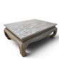 Vintage Refinished Solid Wood Coffee Table | Hand-Engraved Floral Design