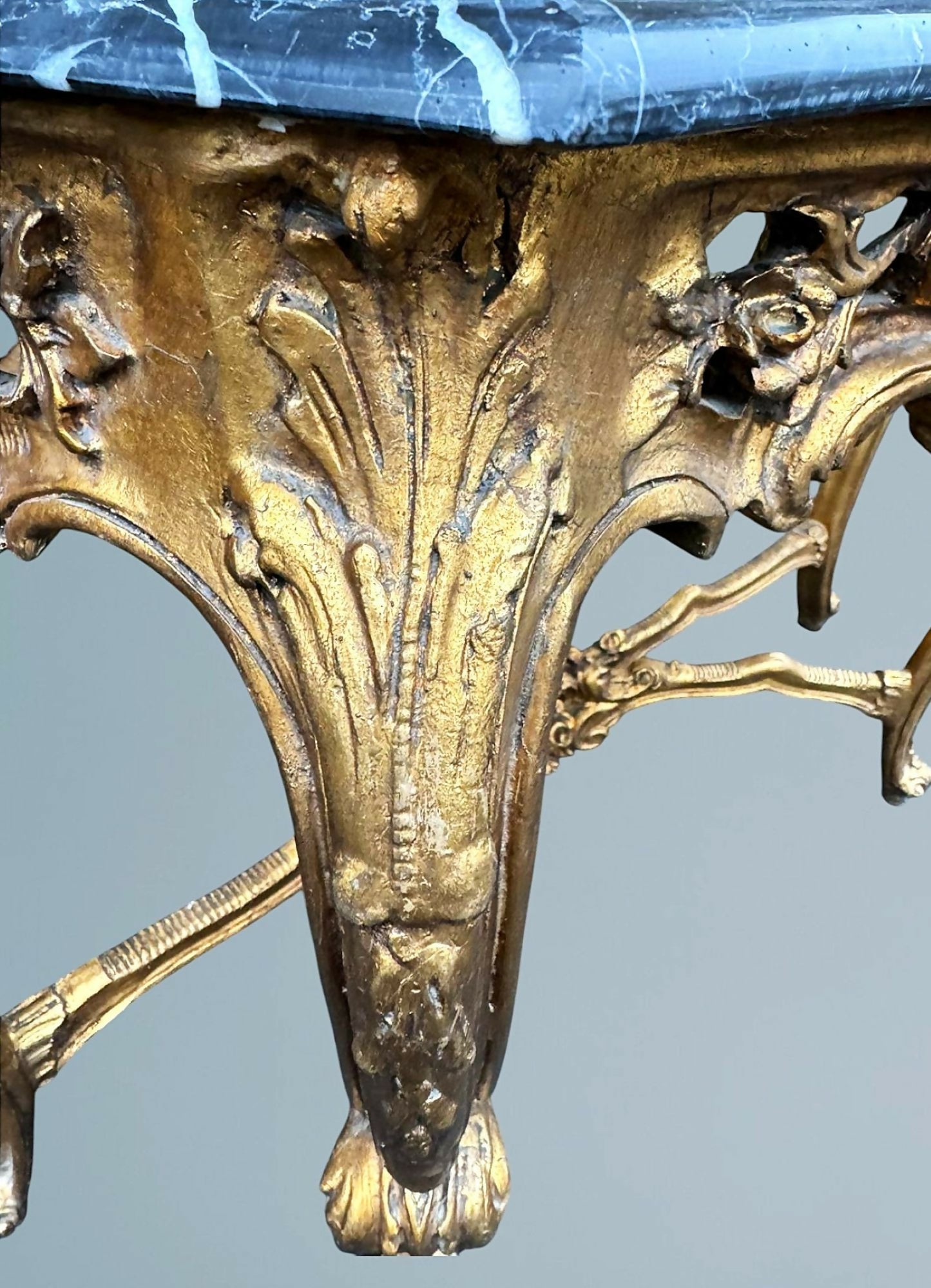 French Rococo Gilt Serpentine Console Table