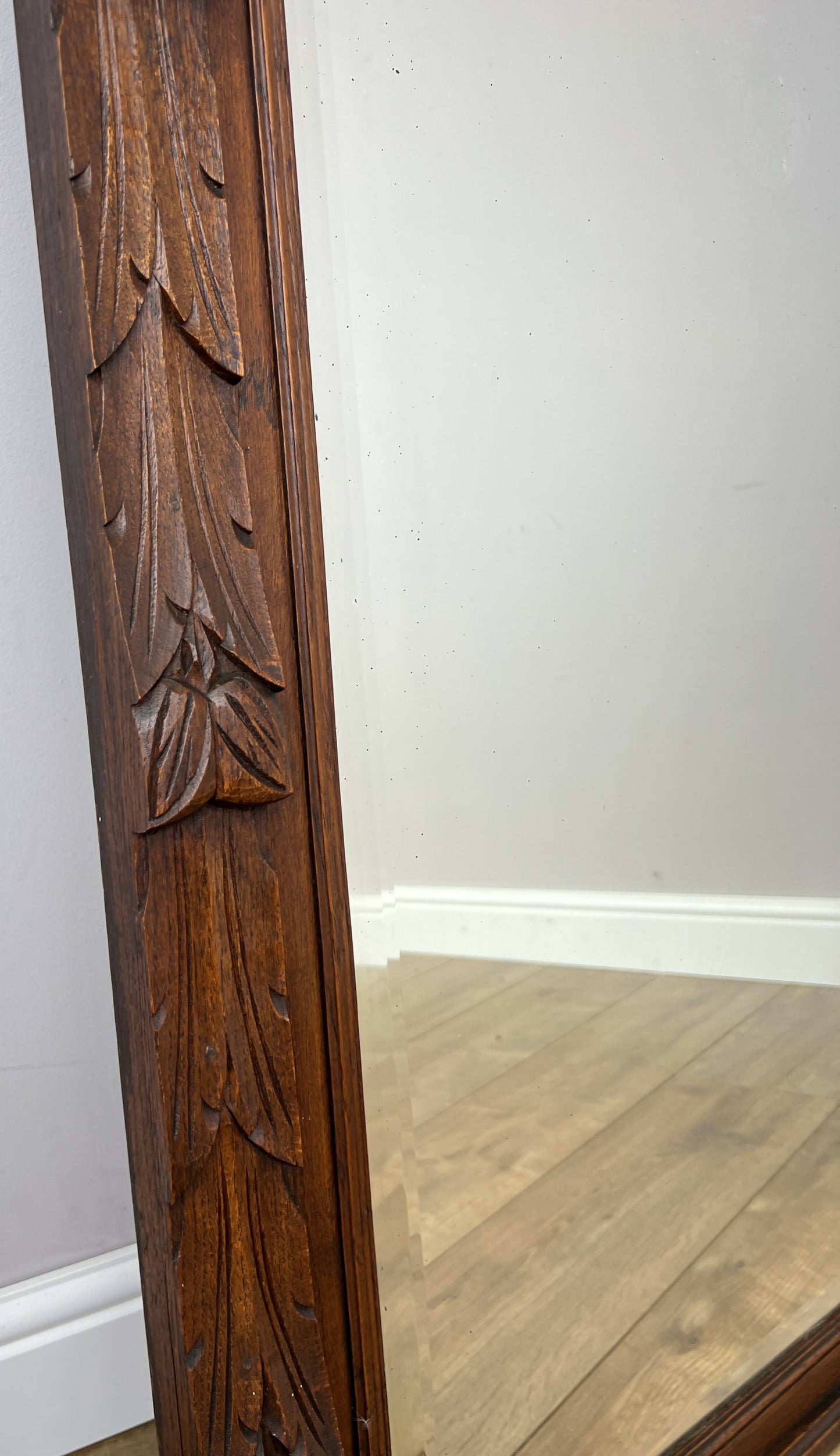 Mirror Antique French Oak Wall Mirror Home Decor Carved Wall Frame LOT 6371
