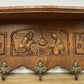Coat Rack Vintage French Oak Wall Mounted 5 Hooks Carved Rack Hanger LOT 6303