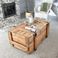 Vintage Military Chest Coffee Table – Army Storage Trunk Table Reclaimed Pine Rustic Coffee Table with Wheels Farmhouse Industrial Furniture