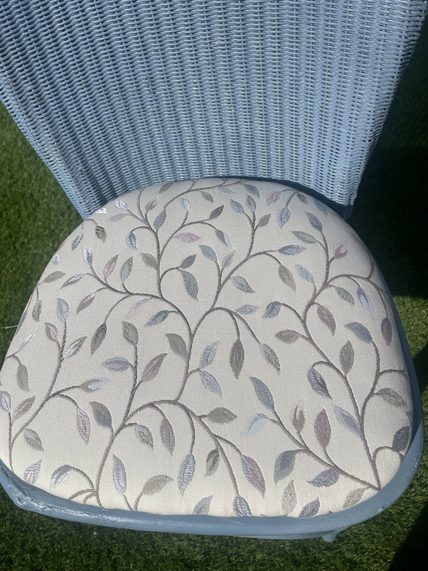 Wedgwood blue accent chair with matching fabric