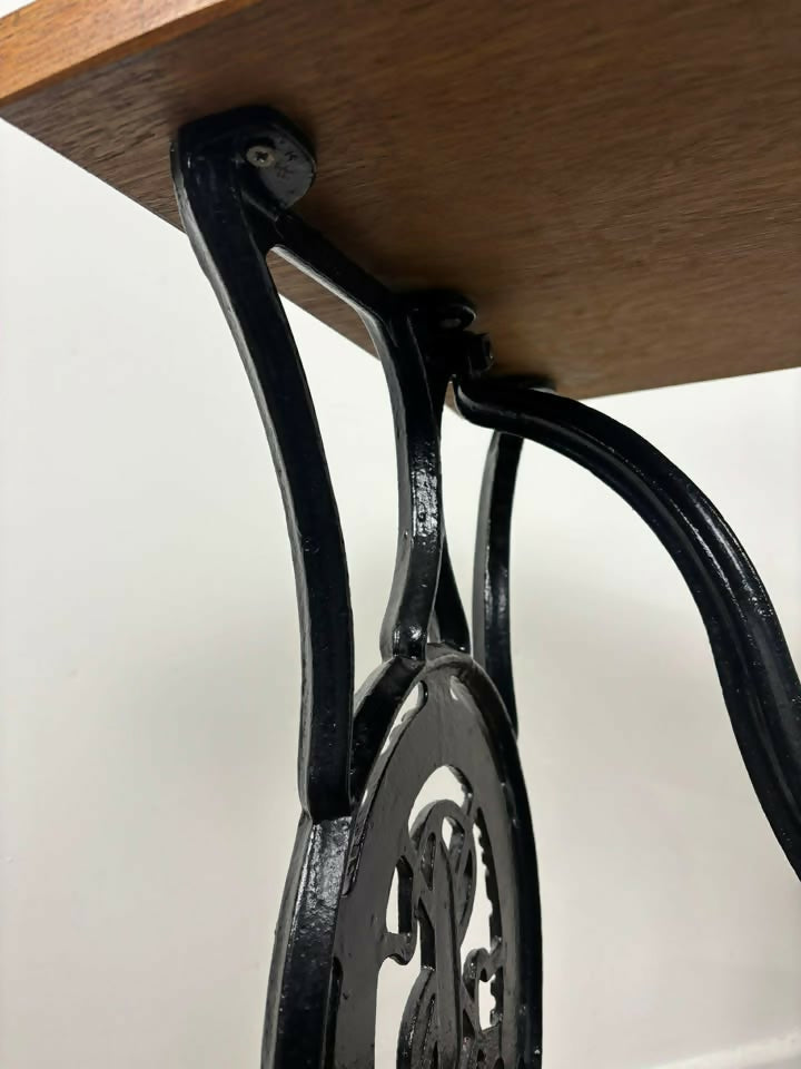 Vintage Oak Cast Iron Rectangular Centre Table on Treadle Base