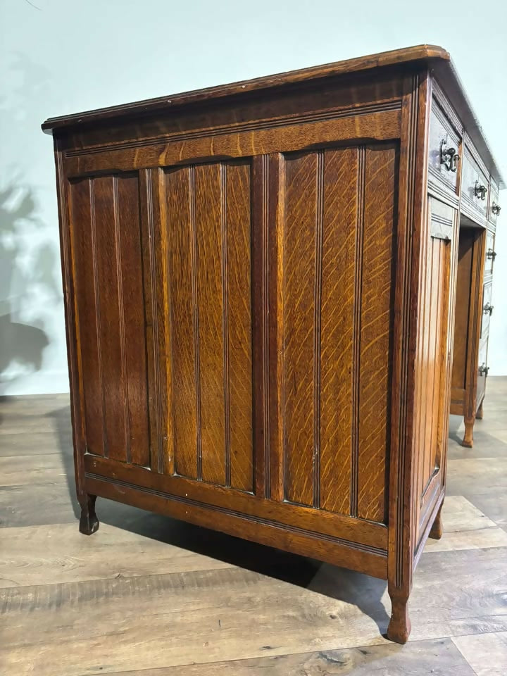 Victorian Oak Twin Pedestal Desk3