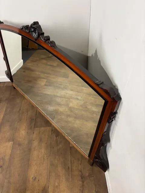 Victorian Mahogany Large Overmantel Mirror with Carved Decoration