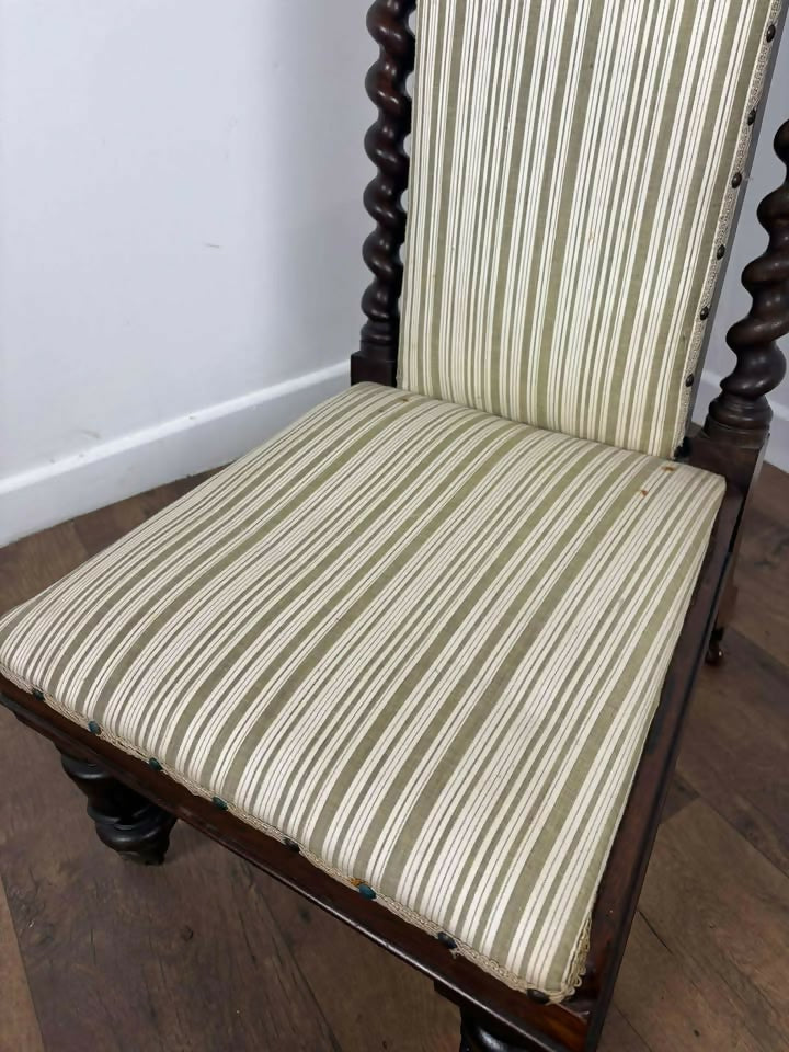 Early Victorian Walnut Upholstered Prayer Chair