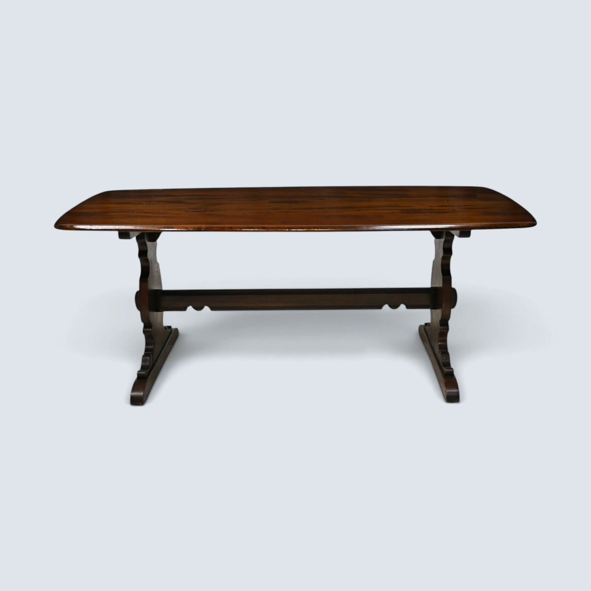 Ercol Plank Top Dining Table Solid Elm #419 Dark Finish Seat 8 FREE UK Delivery