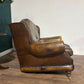 Brown Leather Wing Back Arm Chair