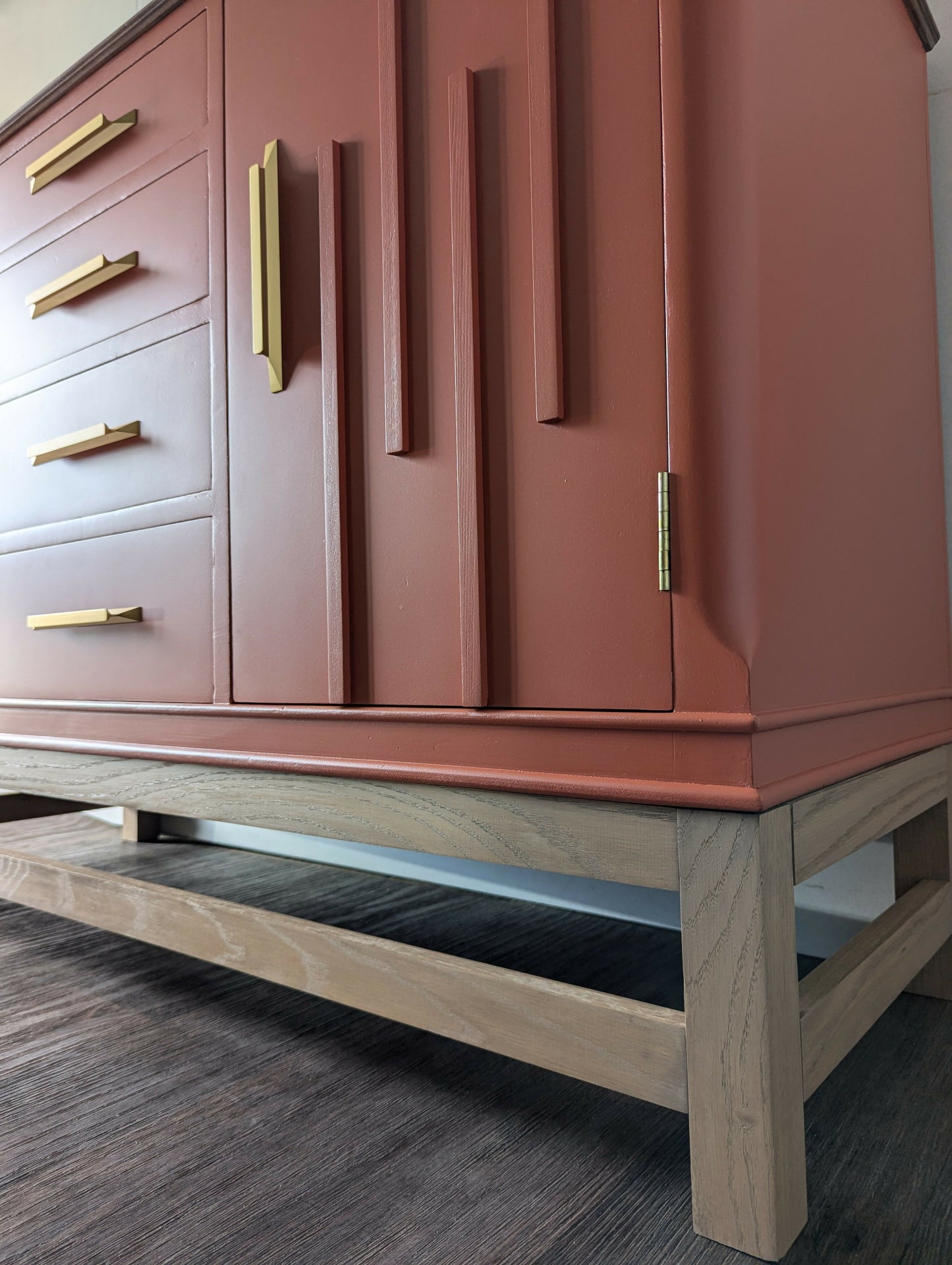 Burnt Oak Orange Vintage Sideboard Cocktail Drinks Cabinet