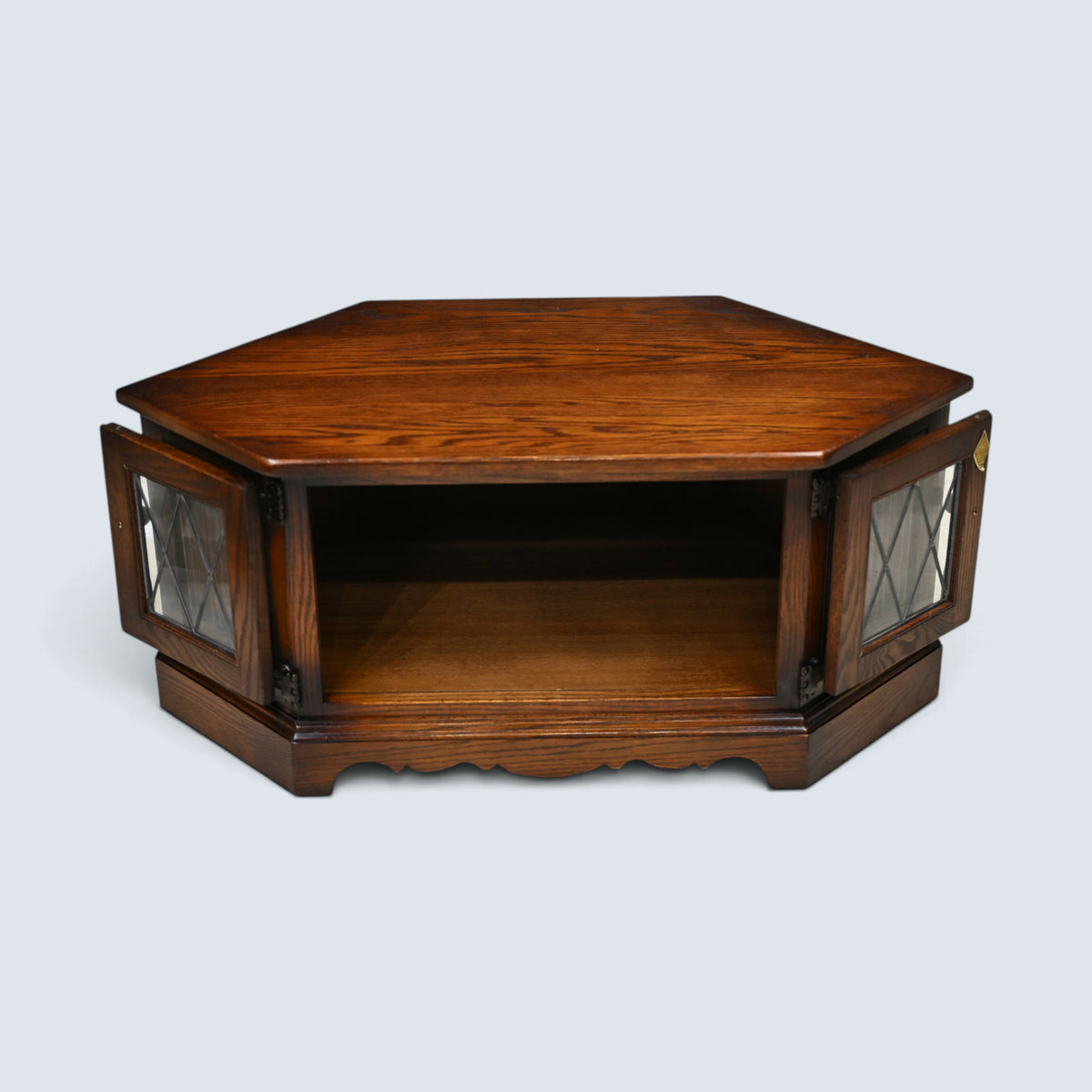 Old Charm Corner TV Stand / Video Cabinet Tudor Brown Finish FREE UK Delivery*