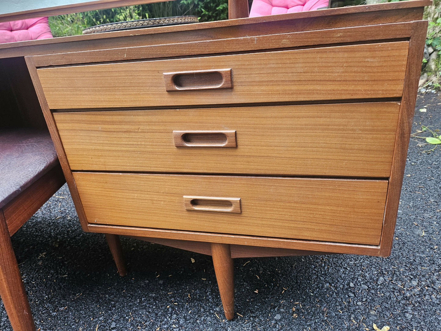 Mid Century Modern Dressing Table by White & Newton with stool and mirror