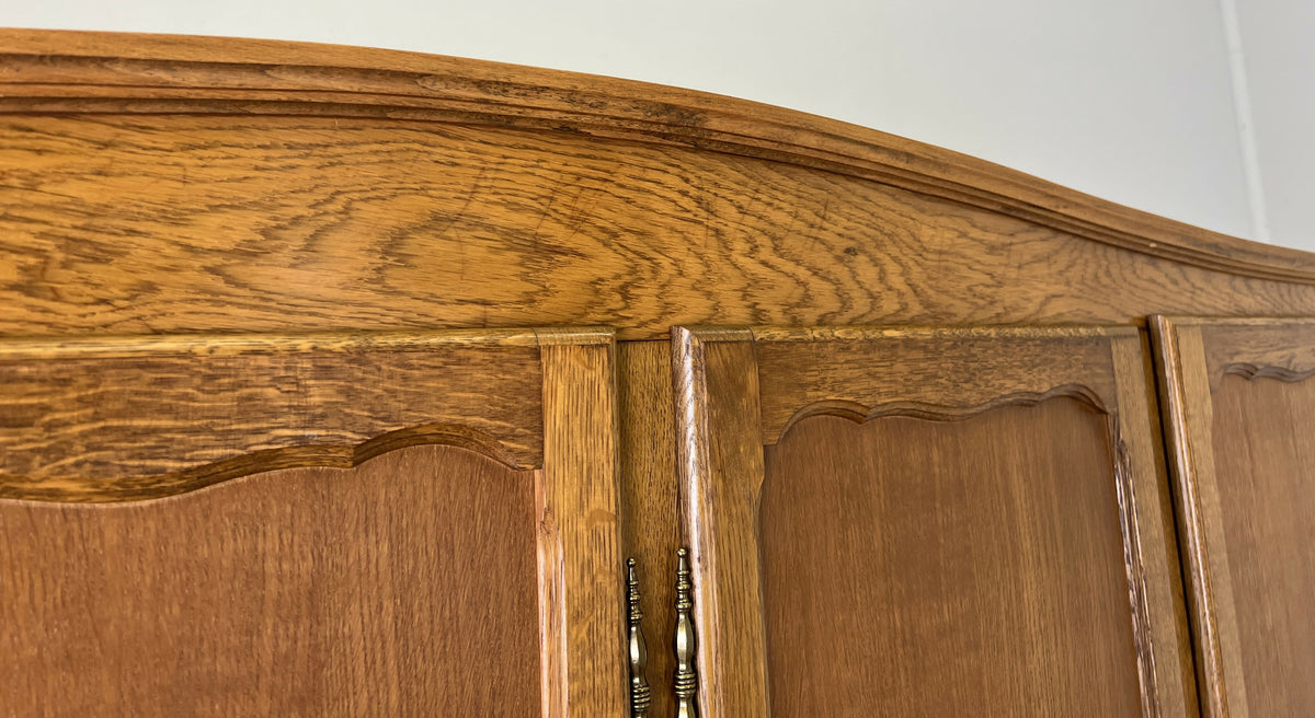 Wardrobe Vintage French Louis XVI Style Oak Four Door Carved Armoire LOT 6532