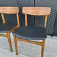 Pair of Vintage Mid-Century Danish Dining Chairs Black Vinyl