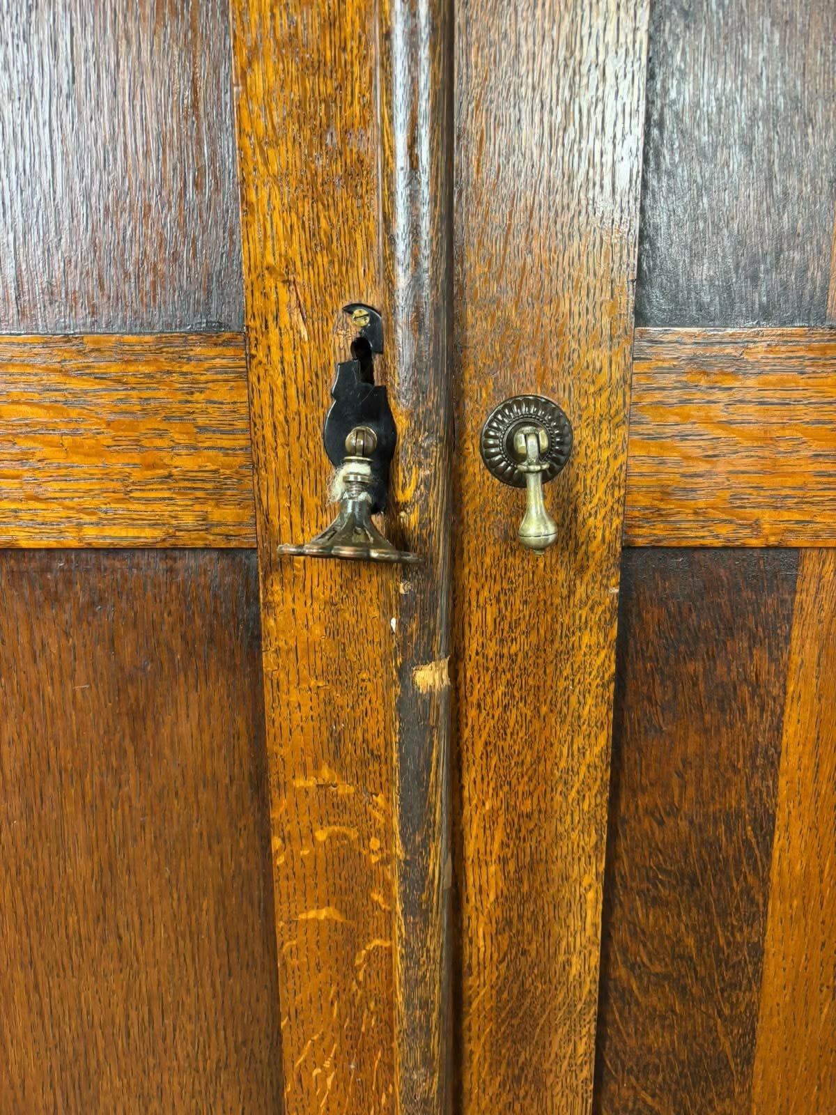 Vintage Oak Fitted Gentleman’s Wardrobe – Original Labelled Interior
