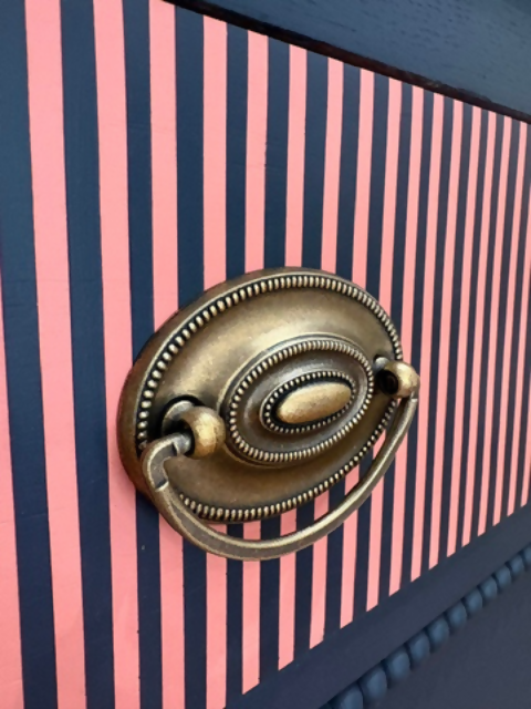 Navy and Coral Striped Chest