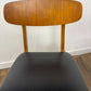 Pair of Mid Century Teak Chairs with Black Upholstery