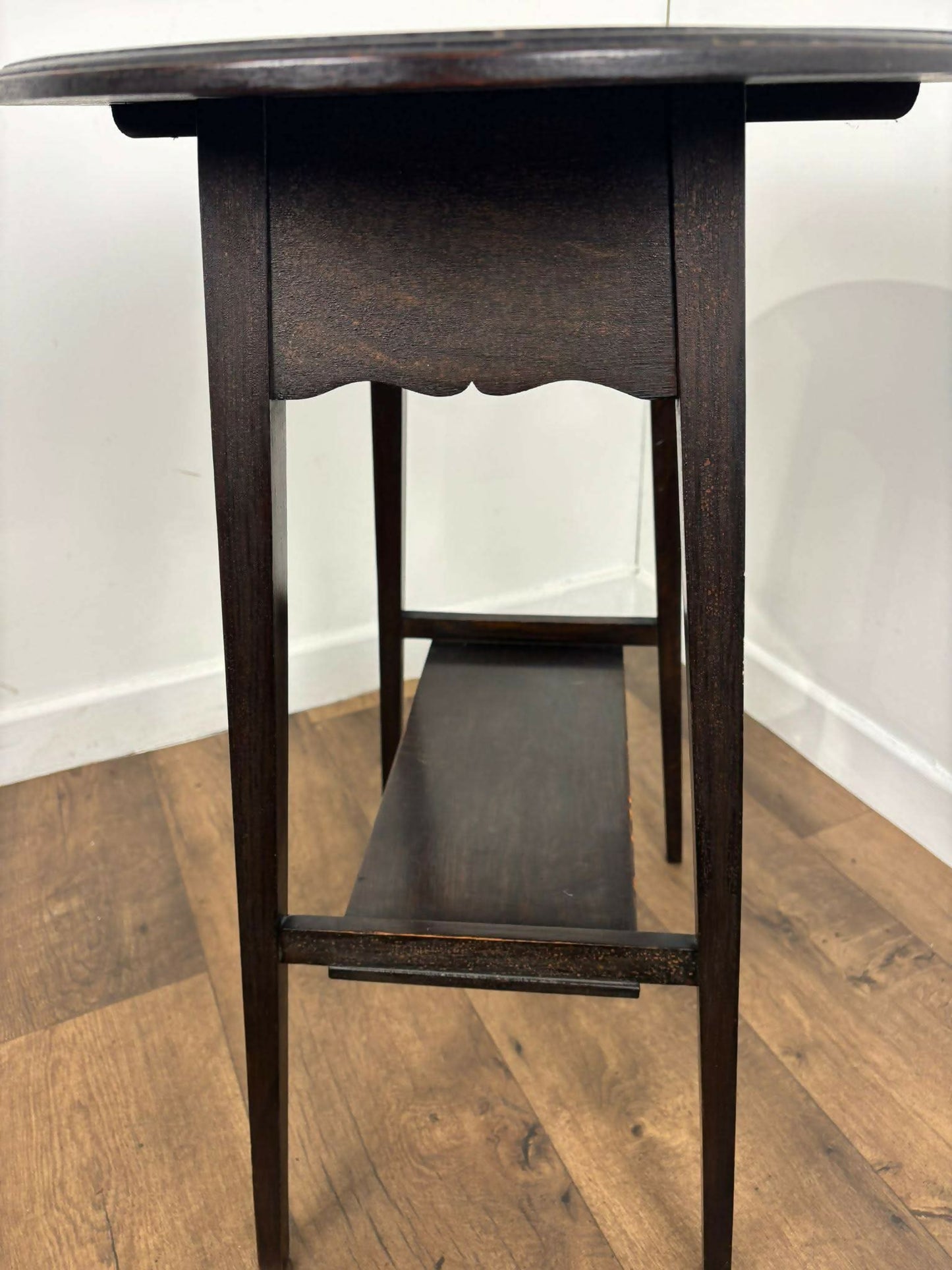 Vintage Stained Oak Side Table With Oval Top