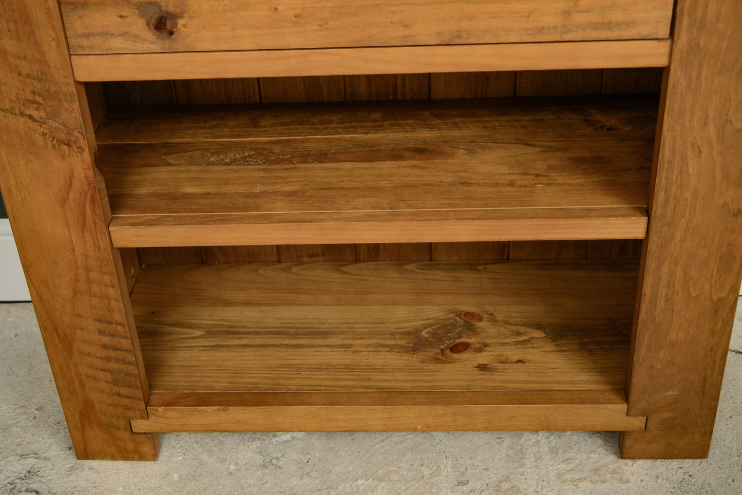 Rustic Tall Pine Bookcase with Drawer - 200 cm Tall