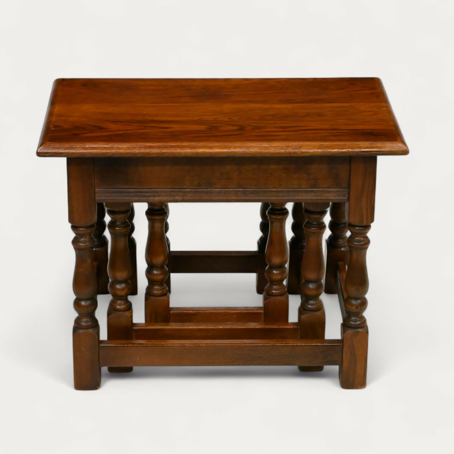 Old Charm Oak Nest of 3 Tables Model 1494 Tudor Brown Finish Free UK Delivery. SBR10606/1906E