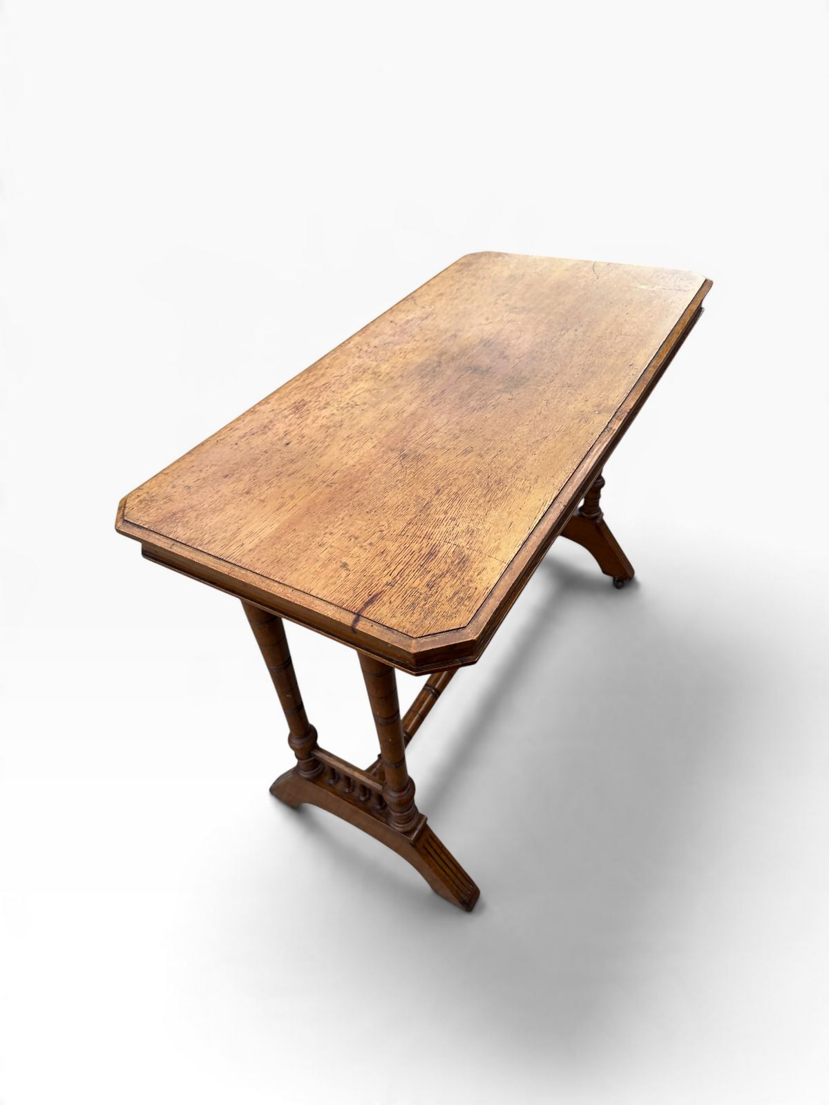 Antique late Victorian Oak stretcher table / desk.