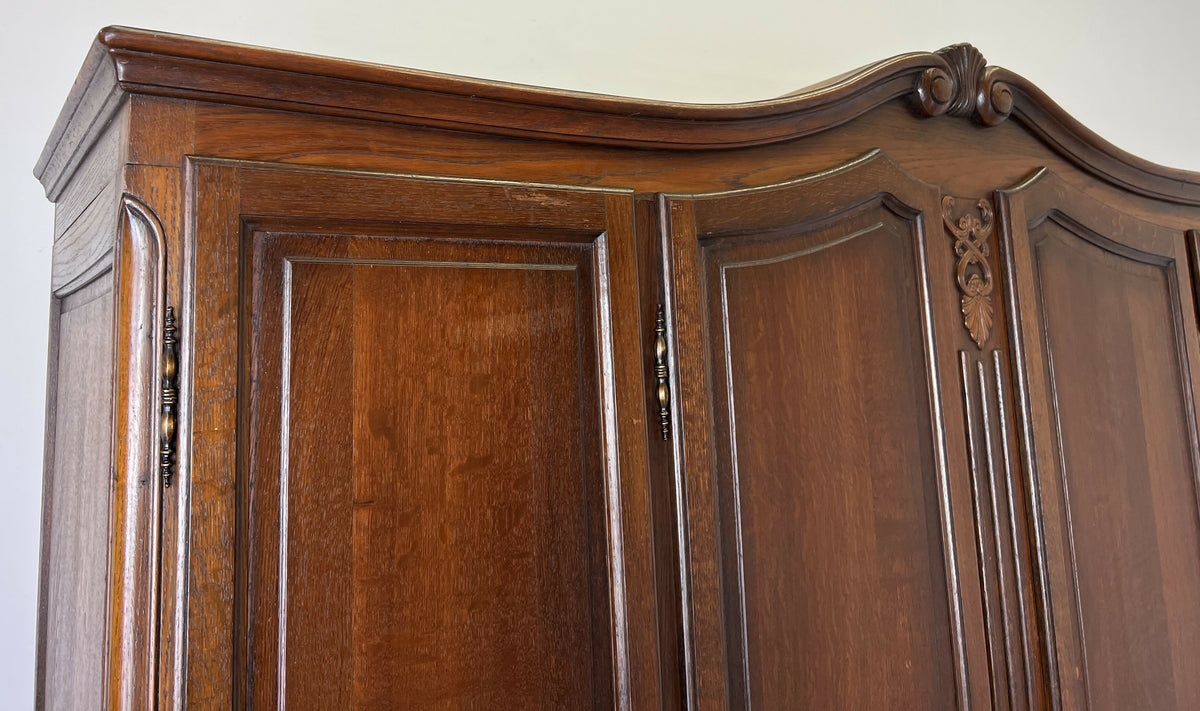 Wardrobe Vintage French Louis XVI Style Oak Four Door Carved Armoire LOT 6502