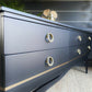 Sideboard With Drawers, TV Cabinet, Black Low And Wide, Mid Century.