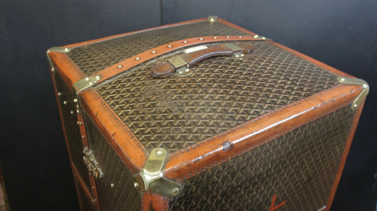Large Vintage Storage Trunk by Goyard with Key