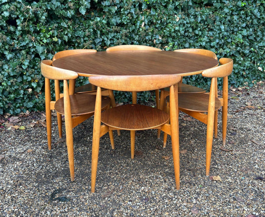 Vintage Hans Wegner Heart Table & Six Chairs c.1955