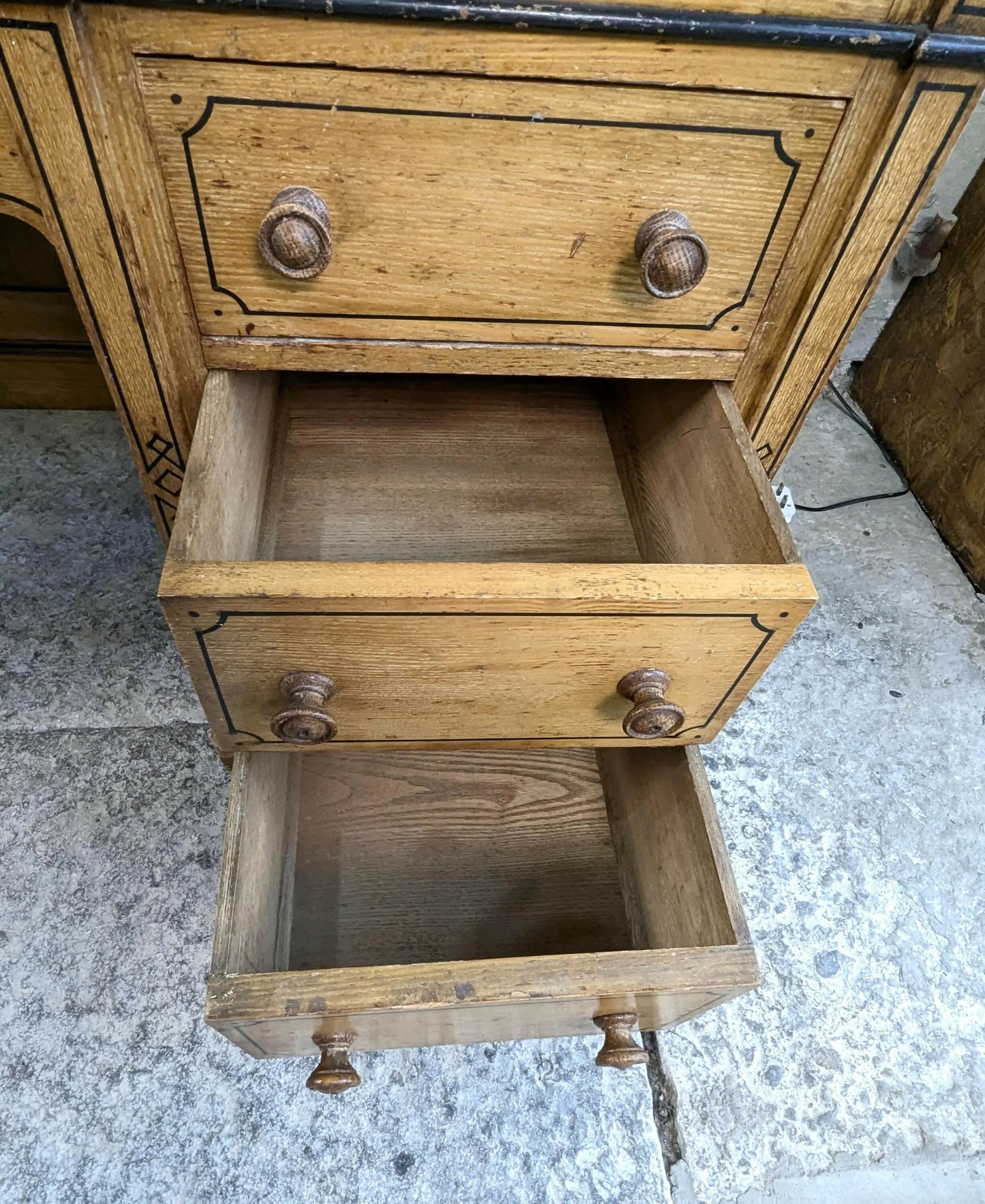 Victorian Ash Pedestal Desk - Arts & Crafts - Refinshed Top