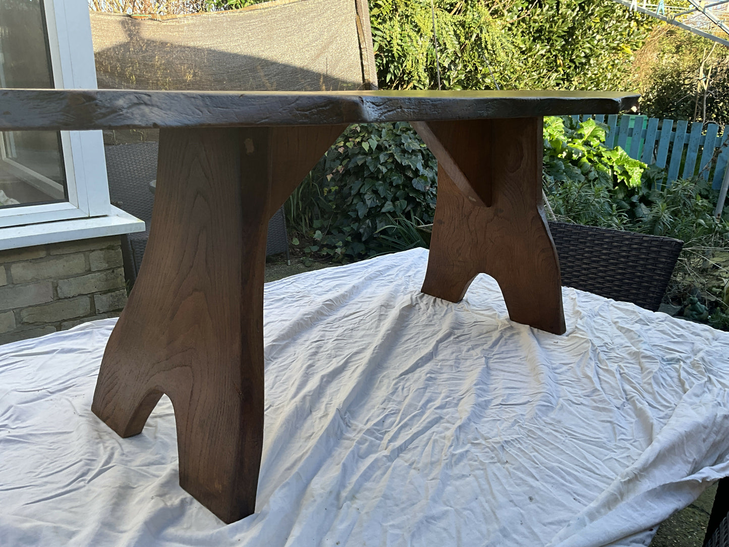 Natural elm slab coffee table