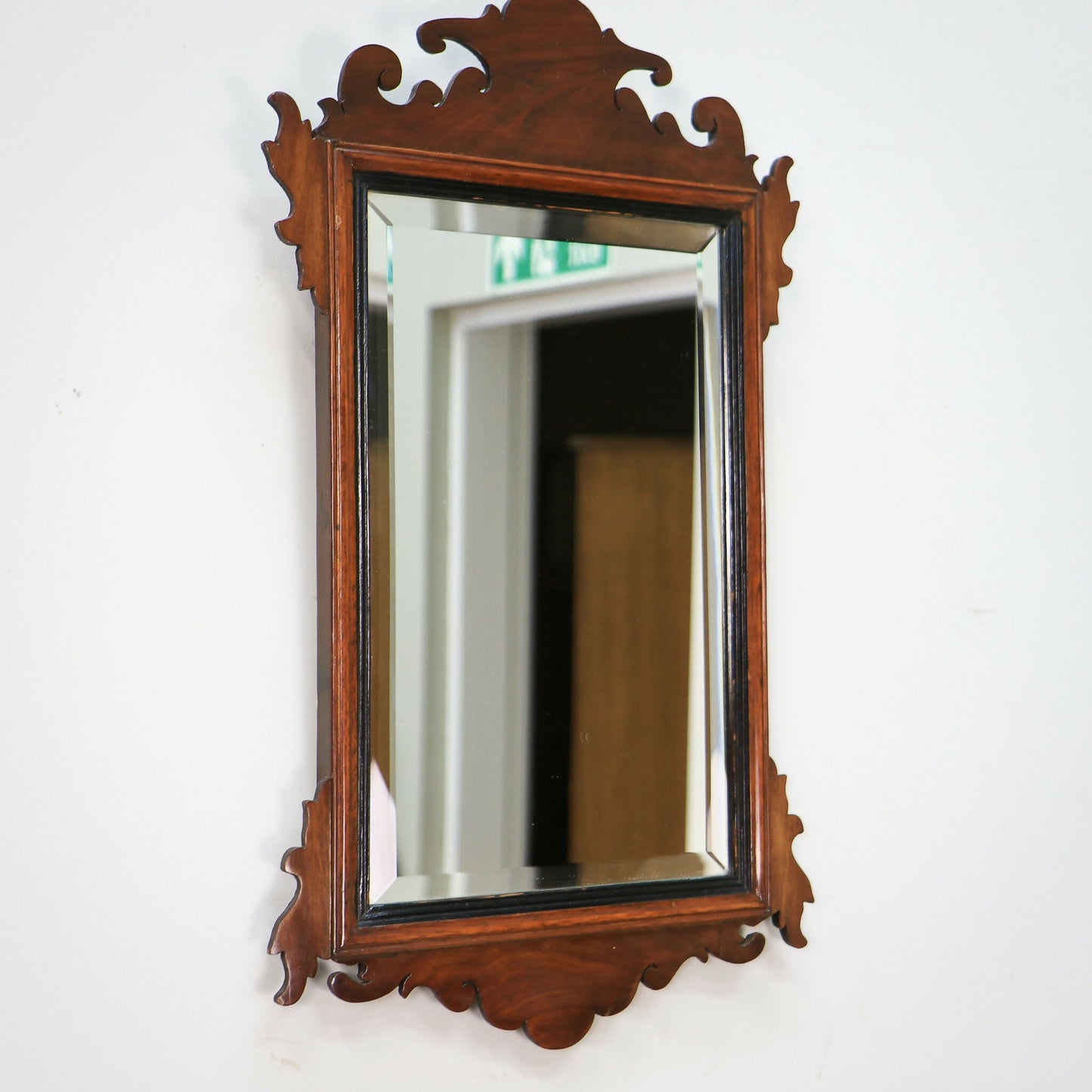 Arts and Crafts Edwardian Fretwork Bevel Edged Mirror Mahogany Frame