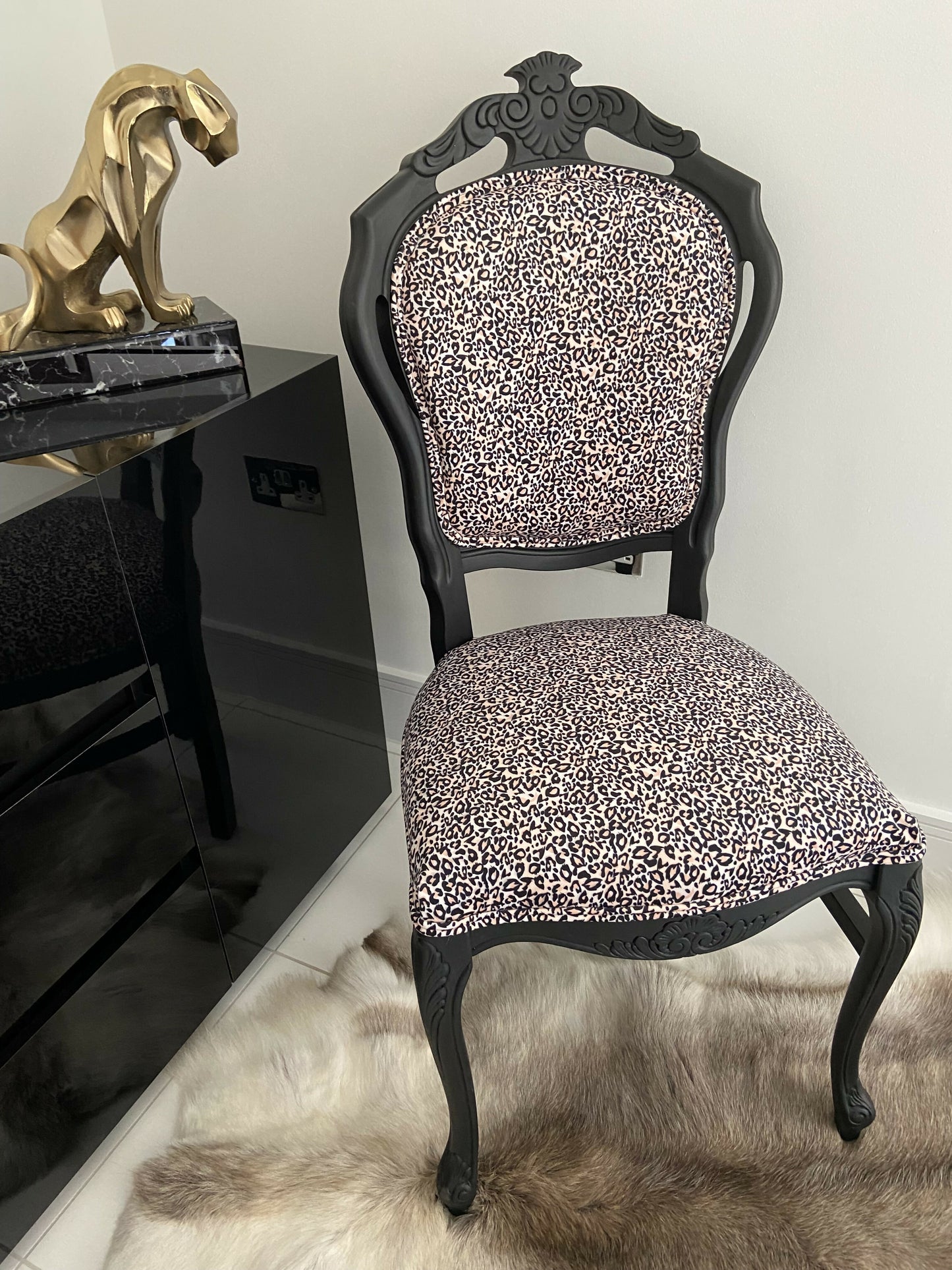 Leopard Print Velvet Chair