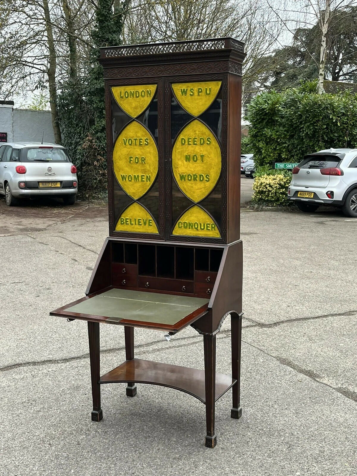 Suffragette WSPU Mahogany Vintage Bookcase Bureau
